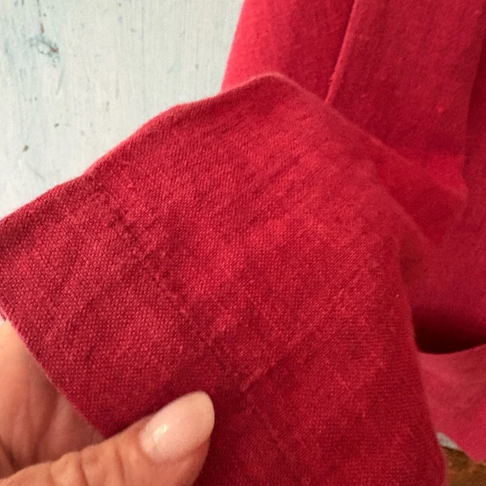 Dark Cherry Red 100% Linen Jacket with 2 patch pockets on front - Picture 4 of 13